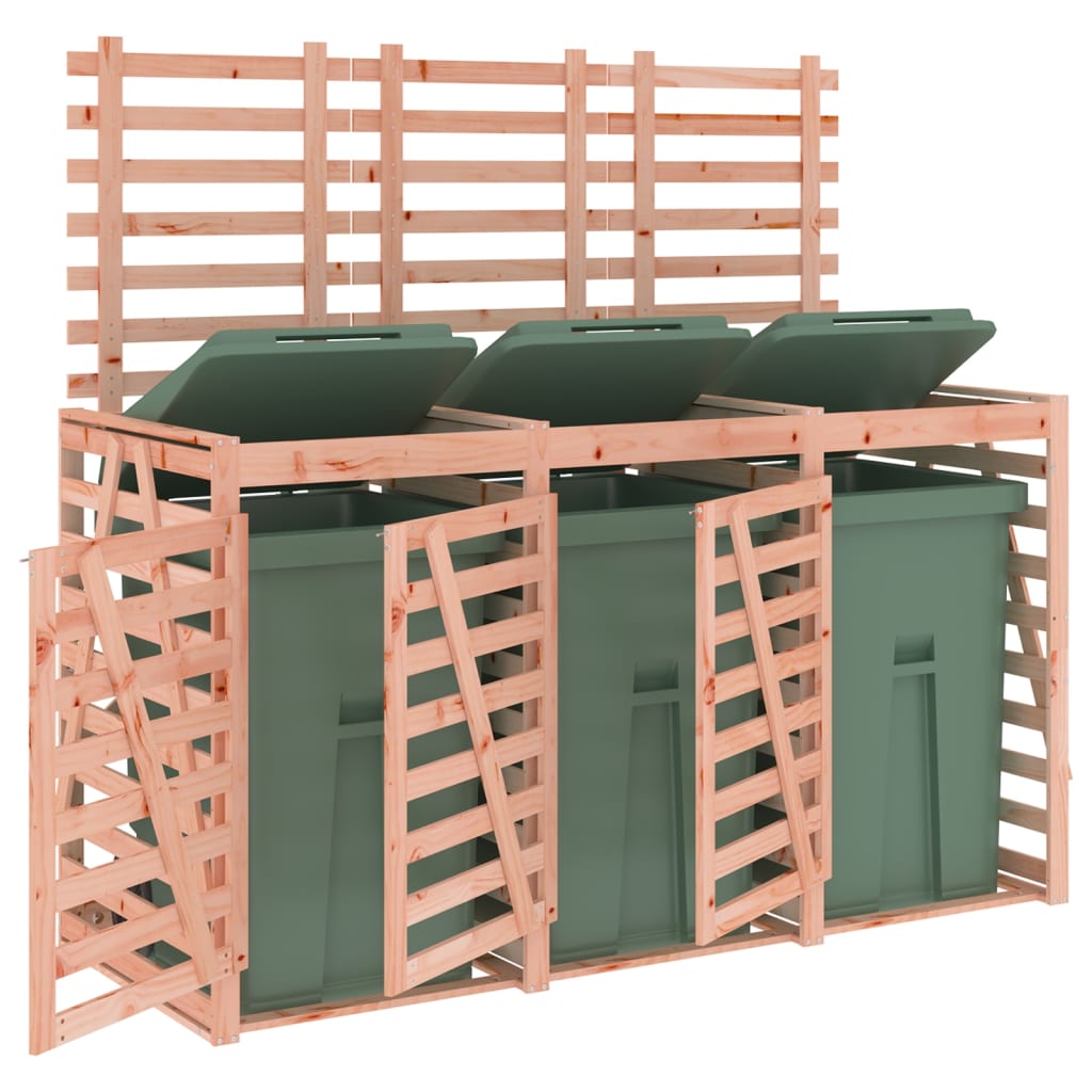 Abri pour poubelle triple sur roulettes bois massif douglas