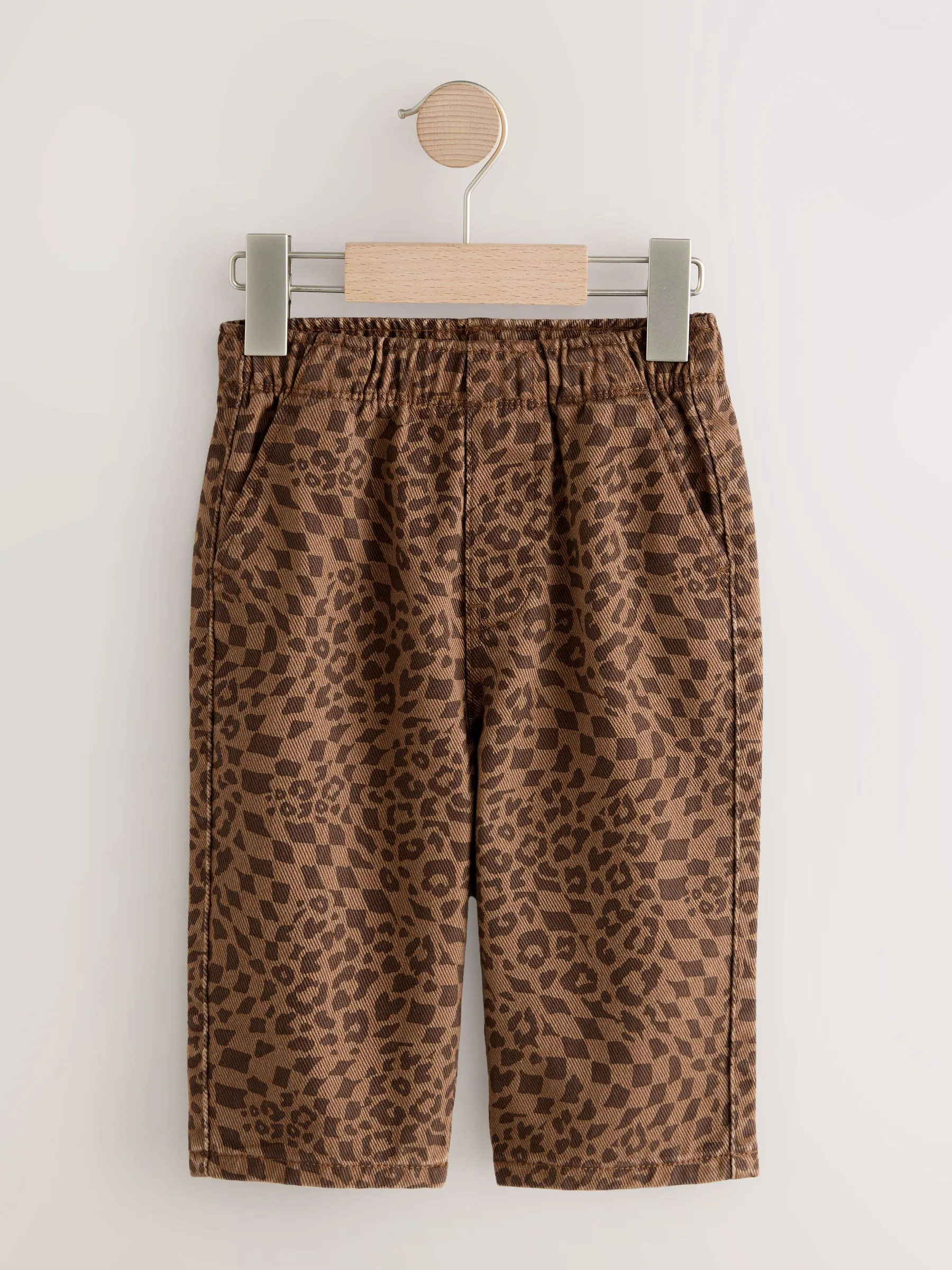 Bruine luipaardprint - Wijde broek met elastische taille (3mnd-7jr)