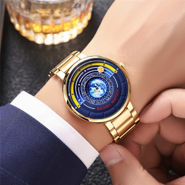SKMEI Quartz Armbåndsur 30M Vandtæt Stålrem Rundt Armbåndsur
