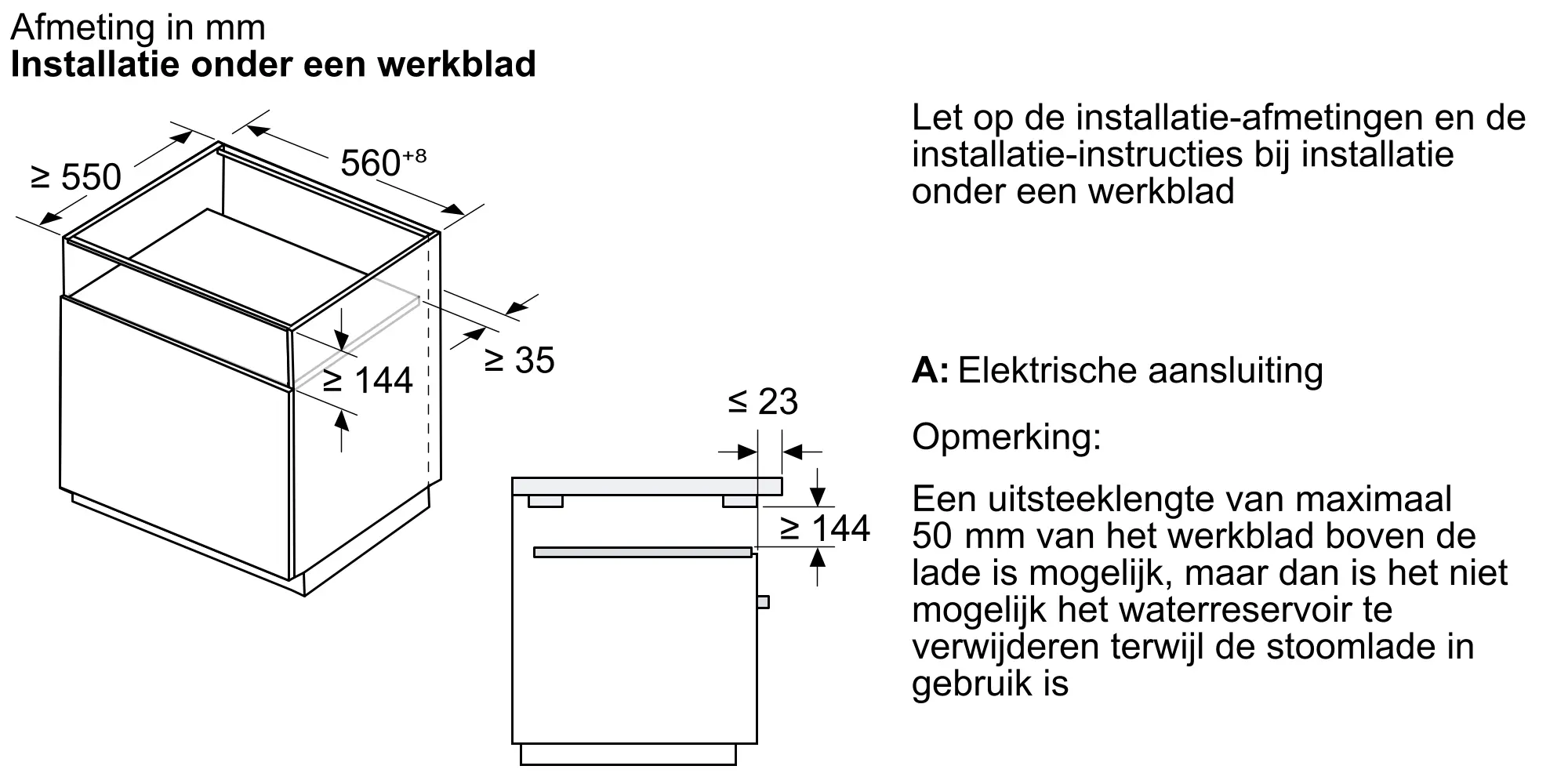 Serie 8 Stoomlade 59 x 14 cm Zwart