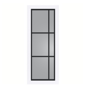 Arne & Bodil binnendeur ABD504 rook glas - extra wit afgelakt - glaslat diep zwart