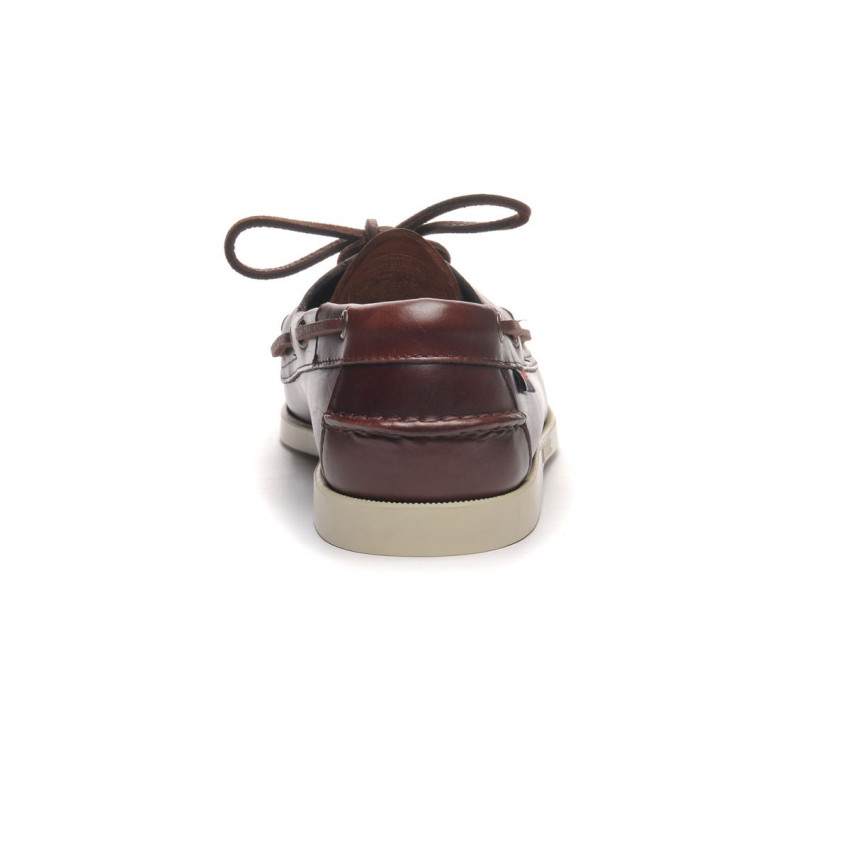 DOCKSIDES PORTLAND VEGTAN HAND TOTAL BRUSHED DARK BROWN-Chaussures bateau pour homme en cuir Portland