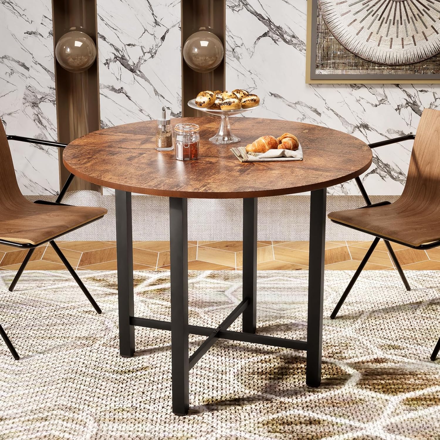 TWSOUL Runder Esstisch, Klapptisch, Kleiner Küchentisch für 2-4 Personen, 75cm Hohe Küchentisch Esszimmertisch, Verlängerungstisch, für Küche, Wohnzimmer, Büro ZY4999701