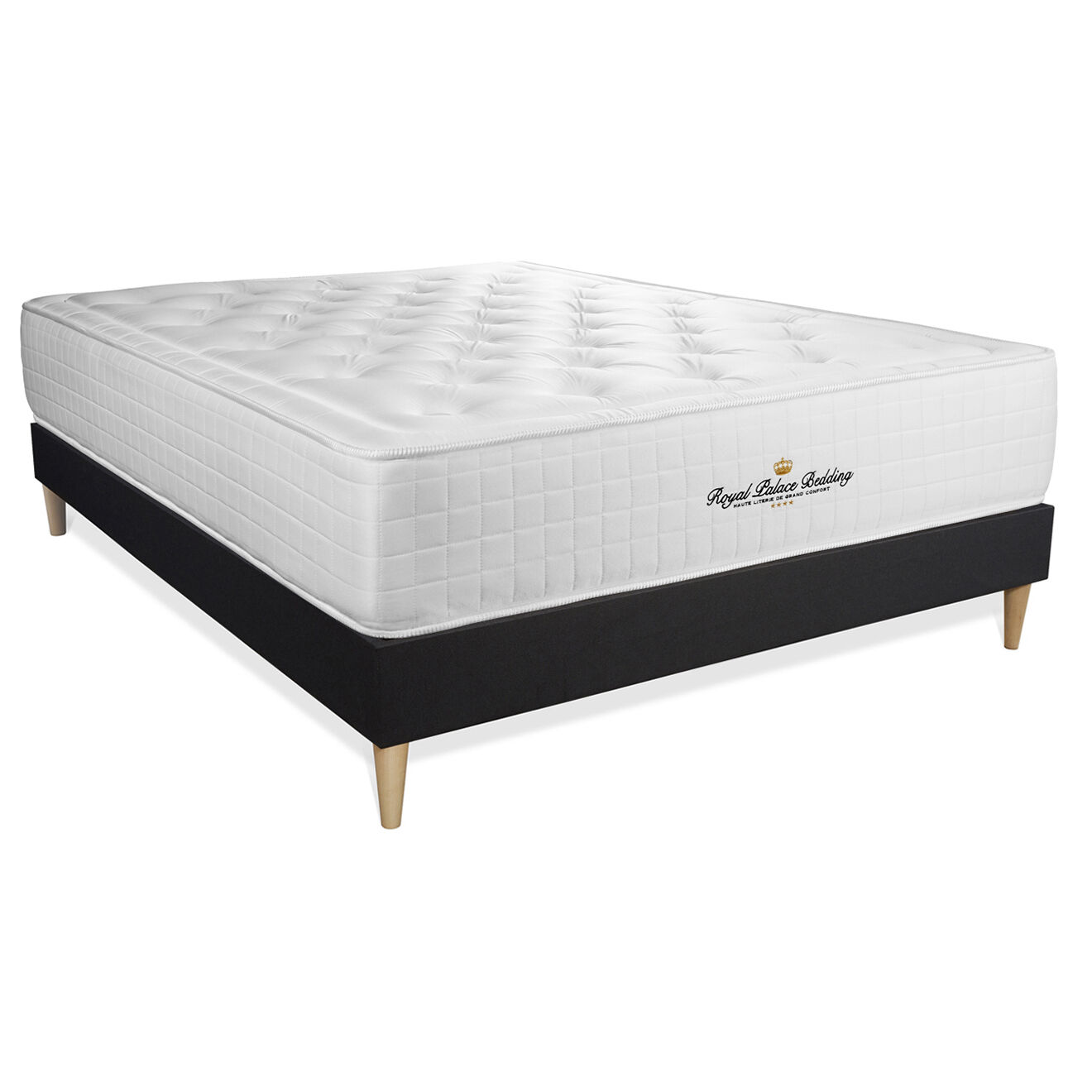Royal Palace Bedding Ensemble matelas à mémoire de forme & sommier Buckingham noir - 140x200 cm