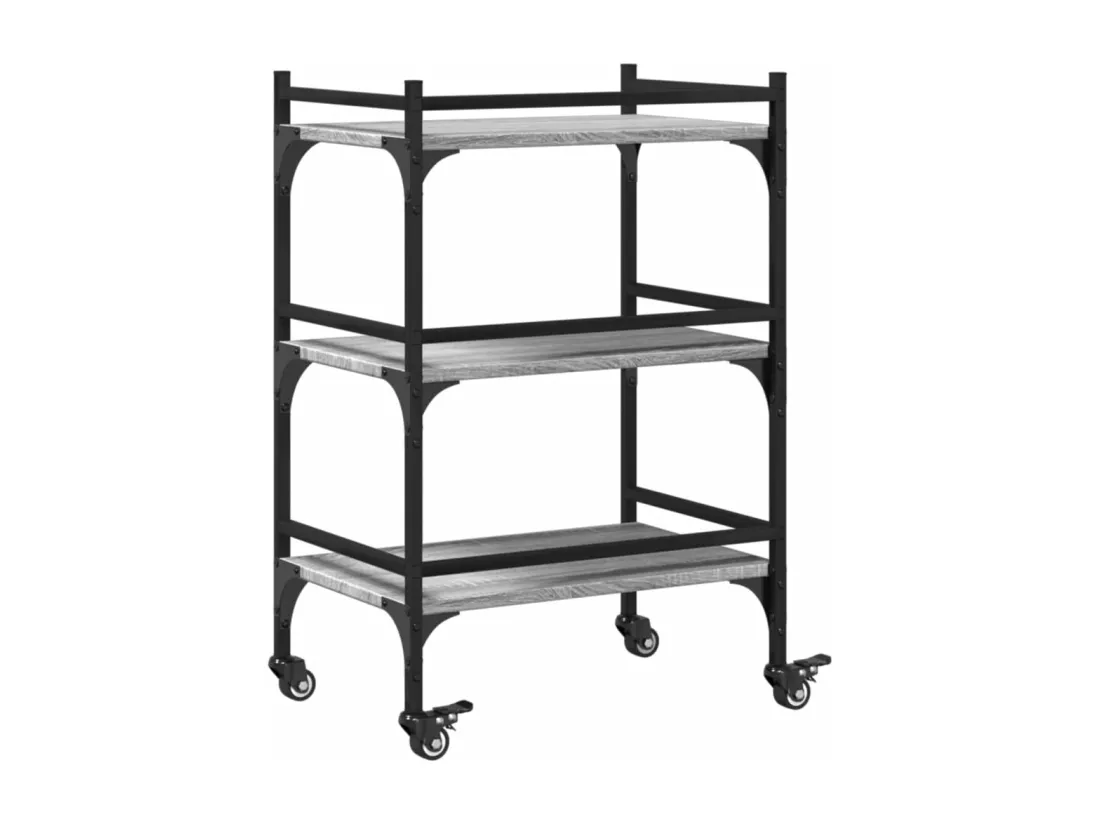 Chariot de cuisine sonoma gris 50x35x75,5 cm bois d'ingénierie
