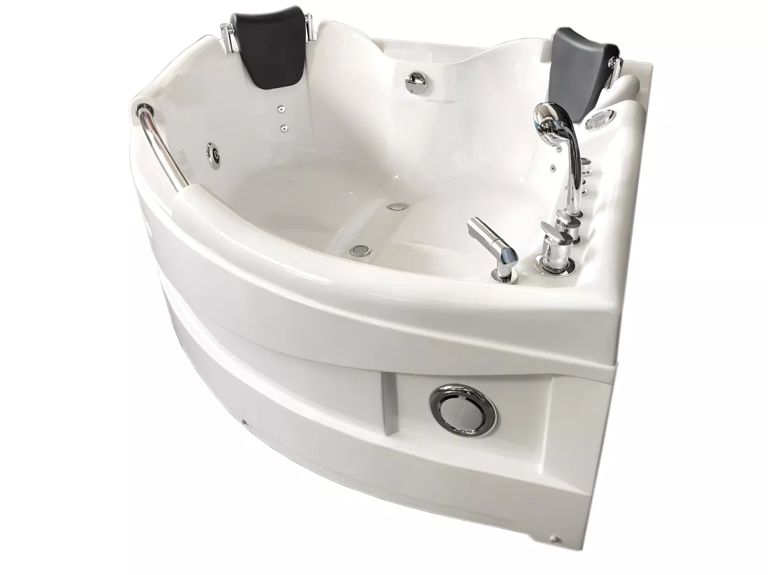 Baignoire Balnéo blanc 150 X 150 cm Chromothérapie 9 jets – Alyssa