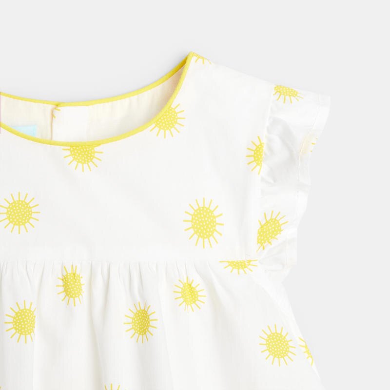 Robe fleurie seersucker et bloomer jaune bébé fille Jaune