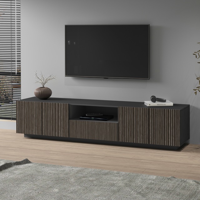 INOSIGN Lowboard »Vega,Lowboard,TV Board,TV Schrank,220 cm« mit 4 Türen und 1 Schublade,Fronten mit Rillen-Optik