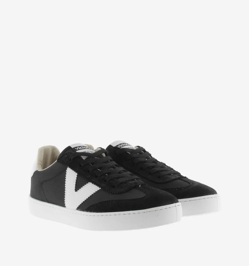 BERLÍN CUIR FENDU & NYLON Baskets monochromes unisexes NEGRO