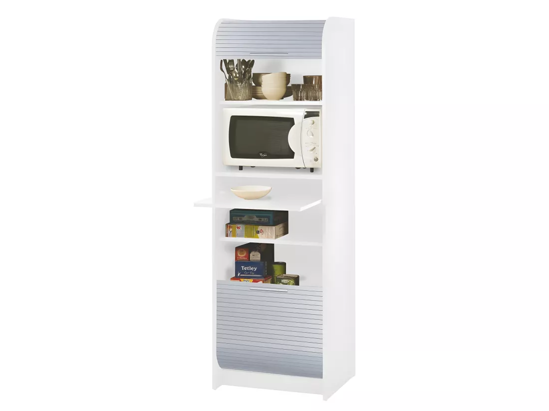 Meuble de Cuisine Micro-onde Blanc Alu 6 Niches L 58,2 H 180,7 P 47cm