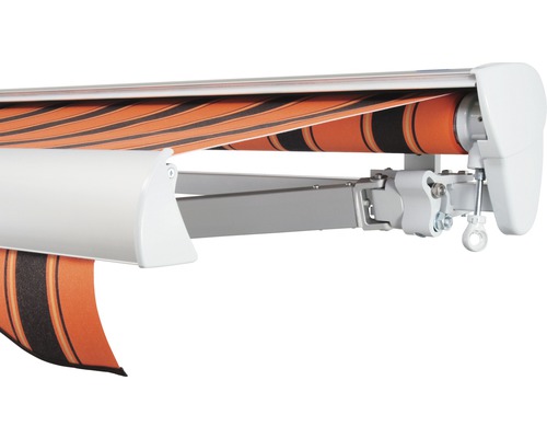 SOLUNA Halfcassette zonnescherm Classic 2,5x1,5, doekdesign 6363, frame E6EV1 zilver geëloxeerd, aandrijving rechts inclusief slinger