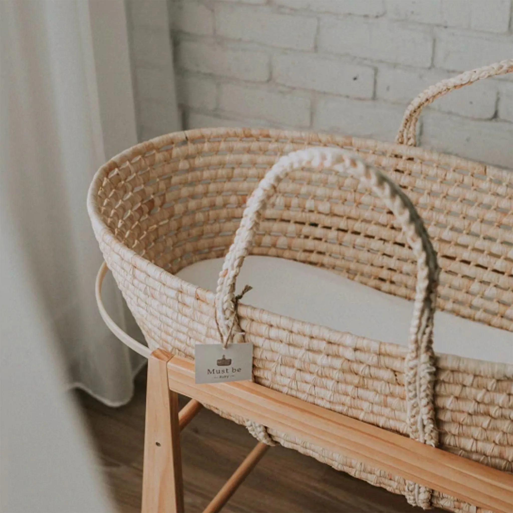 Must Be Baby Drap Contour pour Panier en Rotin - Ivoire