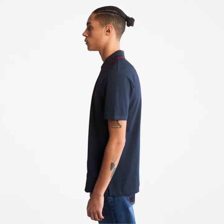Polo à col imprimé Millers River pour homme en bleu foncé