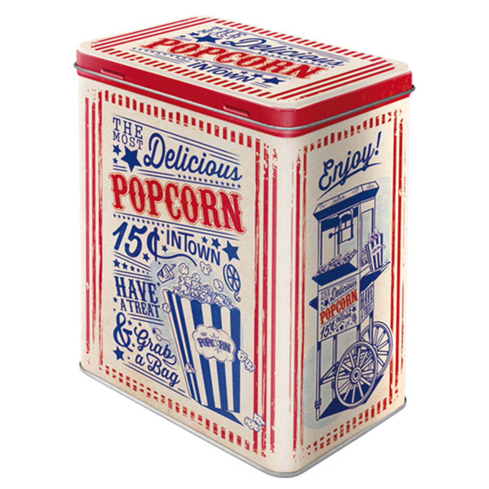 Vorratsdose POPCORN - weiß-rot-blau - 2,8 Liter