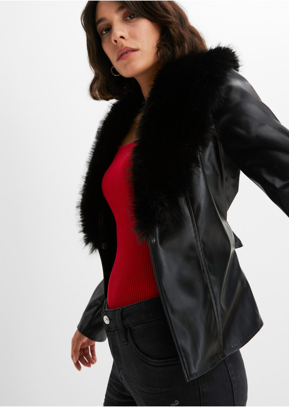 Veste avec col en synthétique