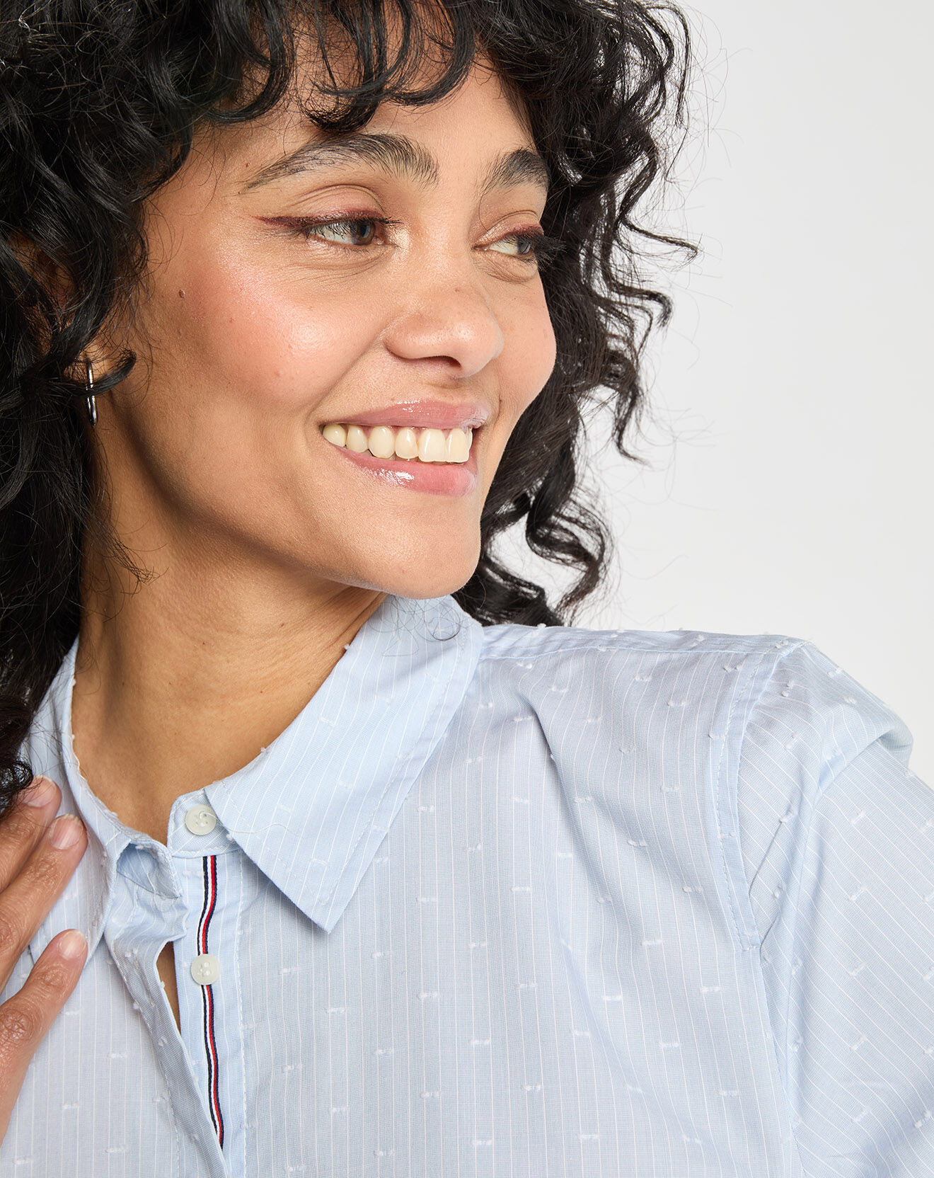 Tommy Hilfiger Robe chemise en popeline dobby bleu clair