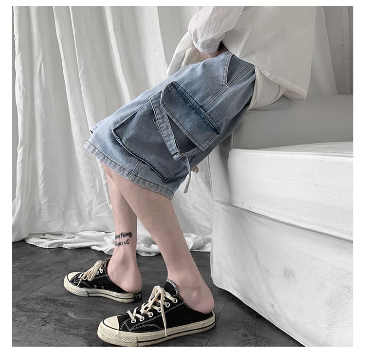 Macho - Cargo denim shorts met wijde pijpen