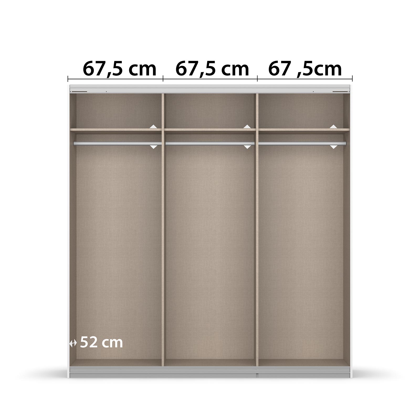 Schwebetürenschrank - basalt - alpinweiß - 3 Glastüren - 203x210 cm