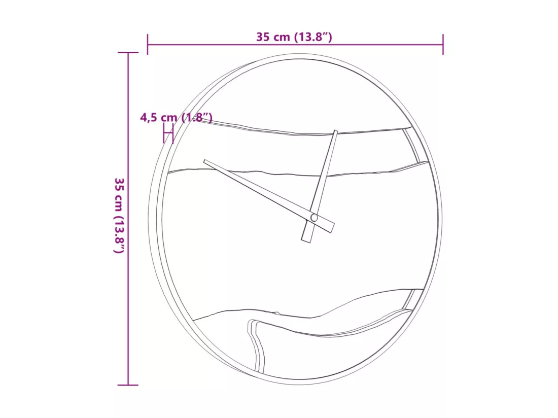 Horloge murale marron Ø35 cm fer et bois d'olivier