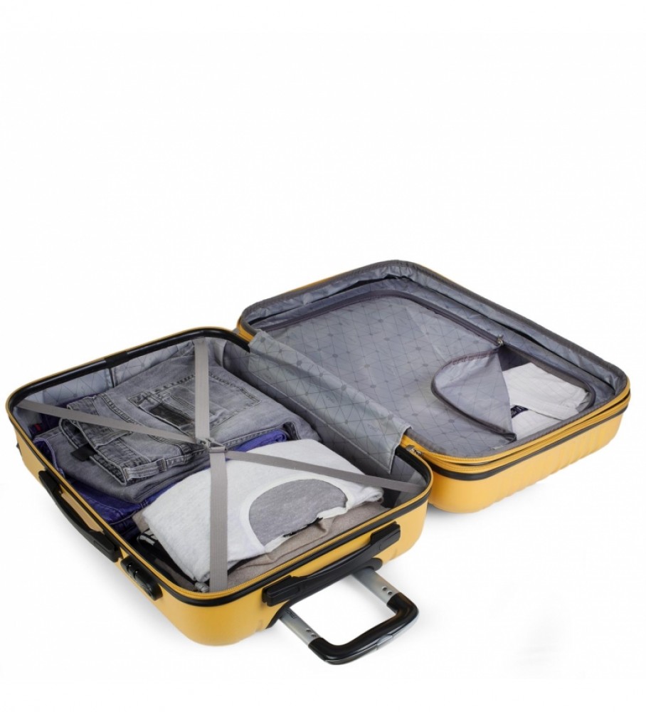 Mala rígida média com 4 rodas ITACA T71560 Mostarda - 66x41x27cm -
