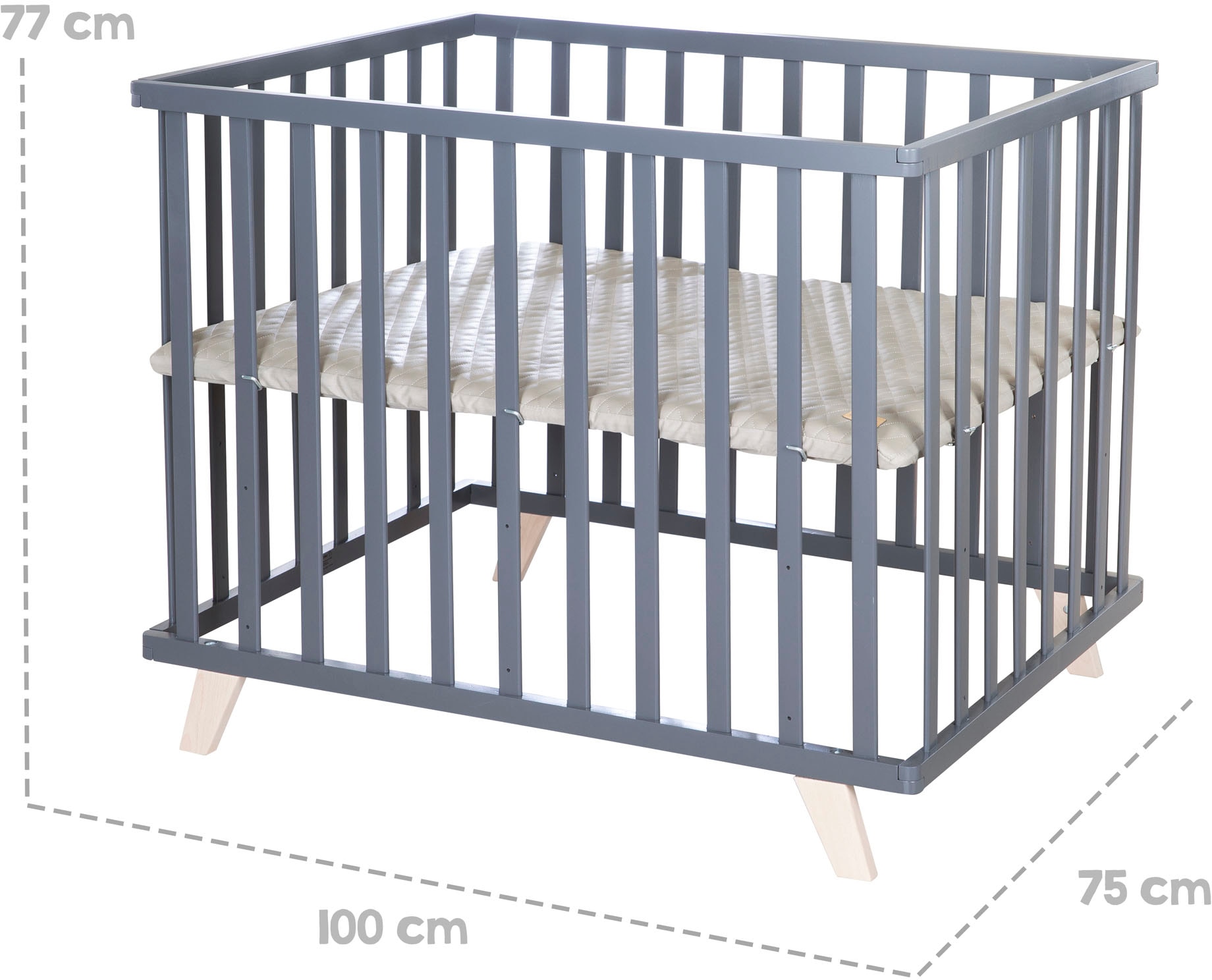roba® Laufgitter »Luxe, grau, 75x100 cm« bis 15 kg mit Laufgittereinlage Greyish gesteppt