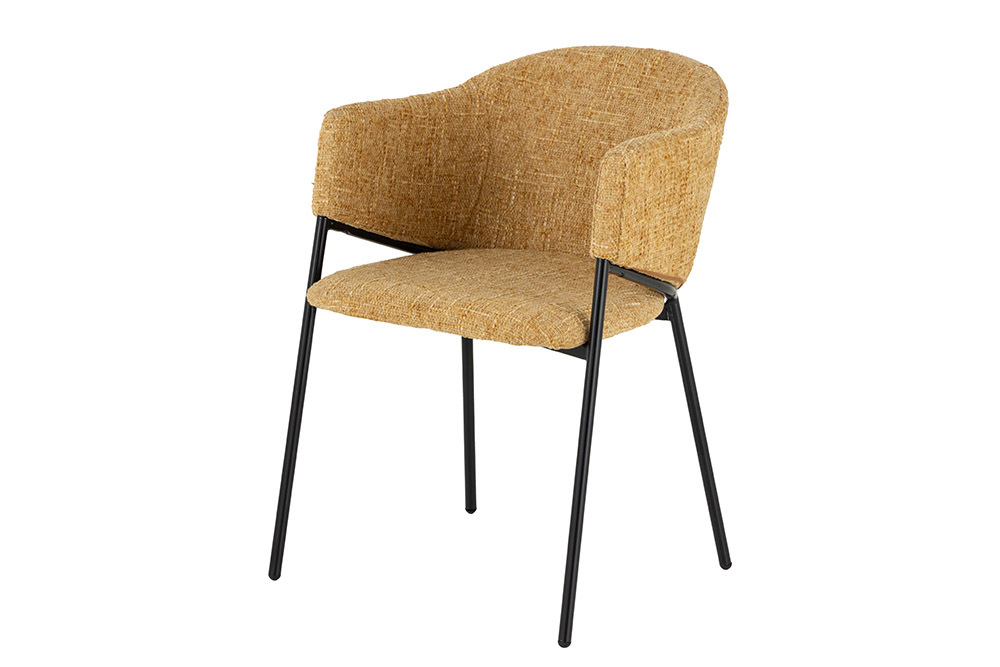 Design Stuhl NOBLESSE senfgelb Chenille schwarzes Metallgestell