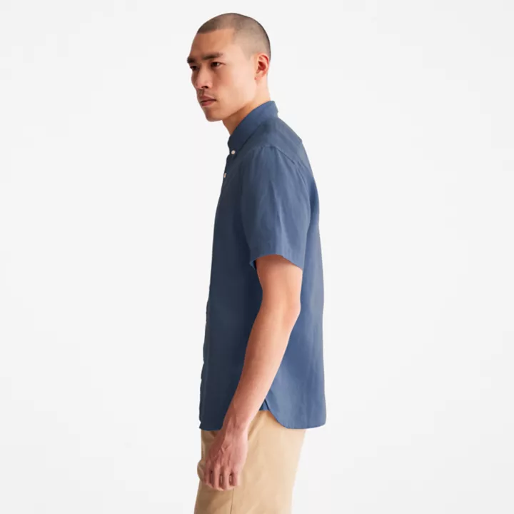 Chemise en lin Mill Brook pour homme en bleu