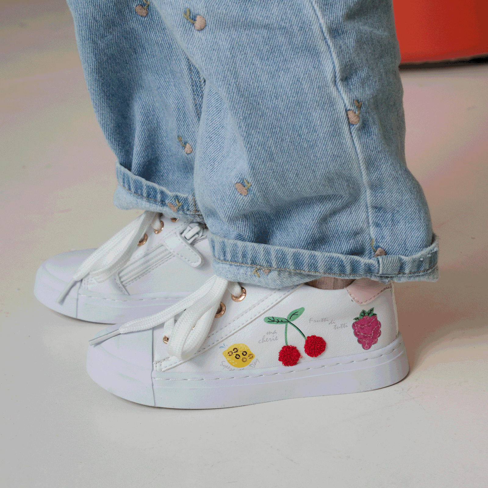 Shoesme witte sneaker met fruit Microleer | Meisjes schoenen