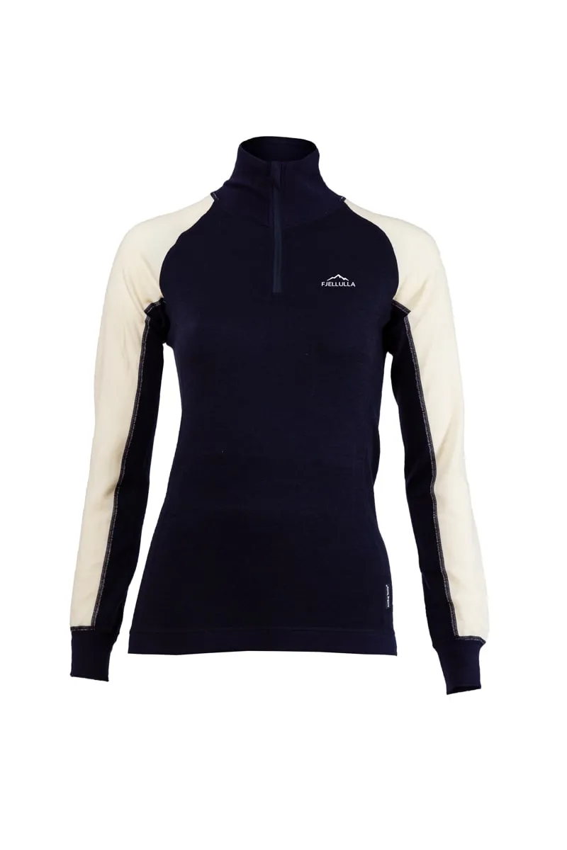 Fjellulla Women'S Half Zip Deep Blue/white