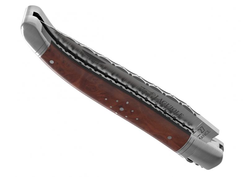 Couteau Laguiole prestige avec un manche en racine de bruyère et mitres en acier inoxydable