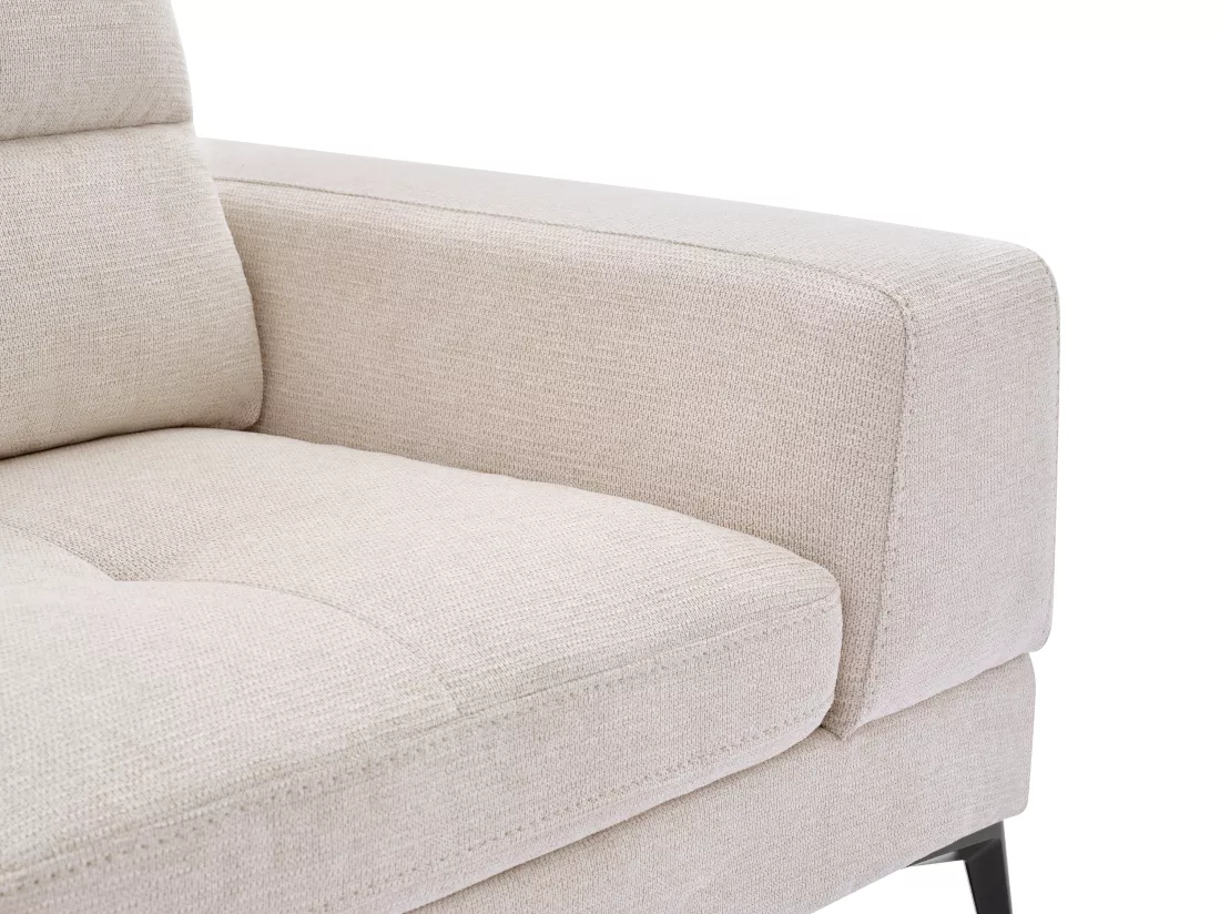Canapé 3 places en tissu texturé beige avec dossier avance-recule UDALIO
