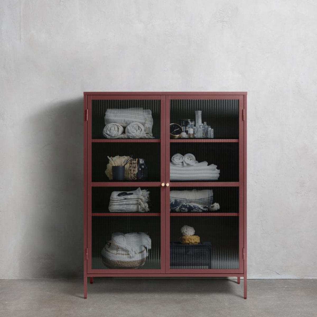 Vitrinekast Omeo 140x111 cm bordeauxrood