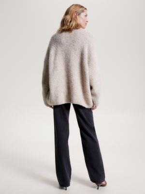 Suéter oversized em alpaca escovada com monograma TH