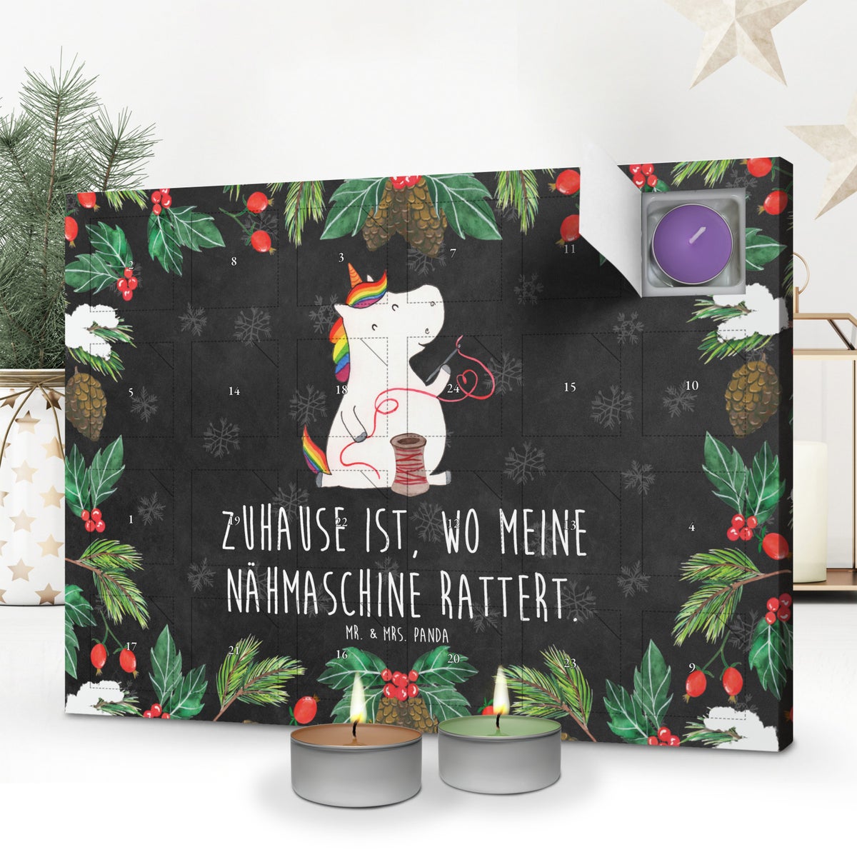 Mr. & Mrs. Panda Geurkaars Adventskalender Eenhoorn Naaister - Zwart