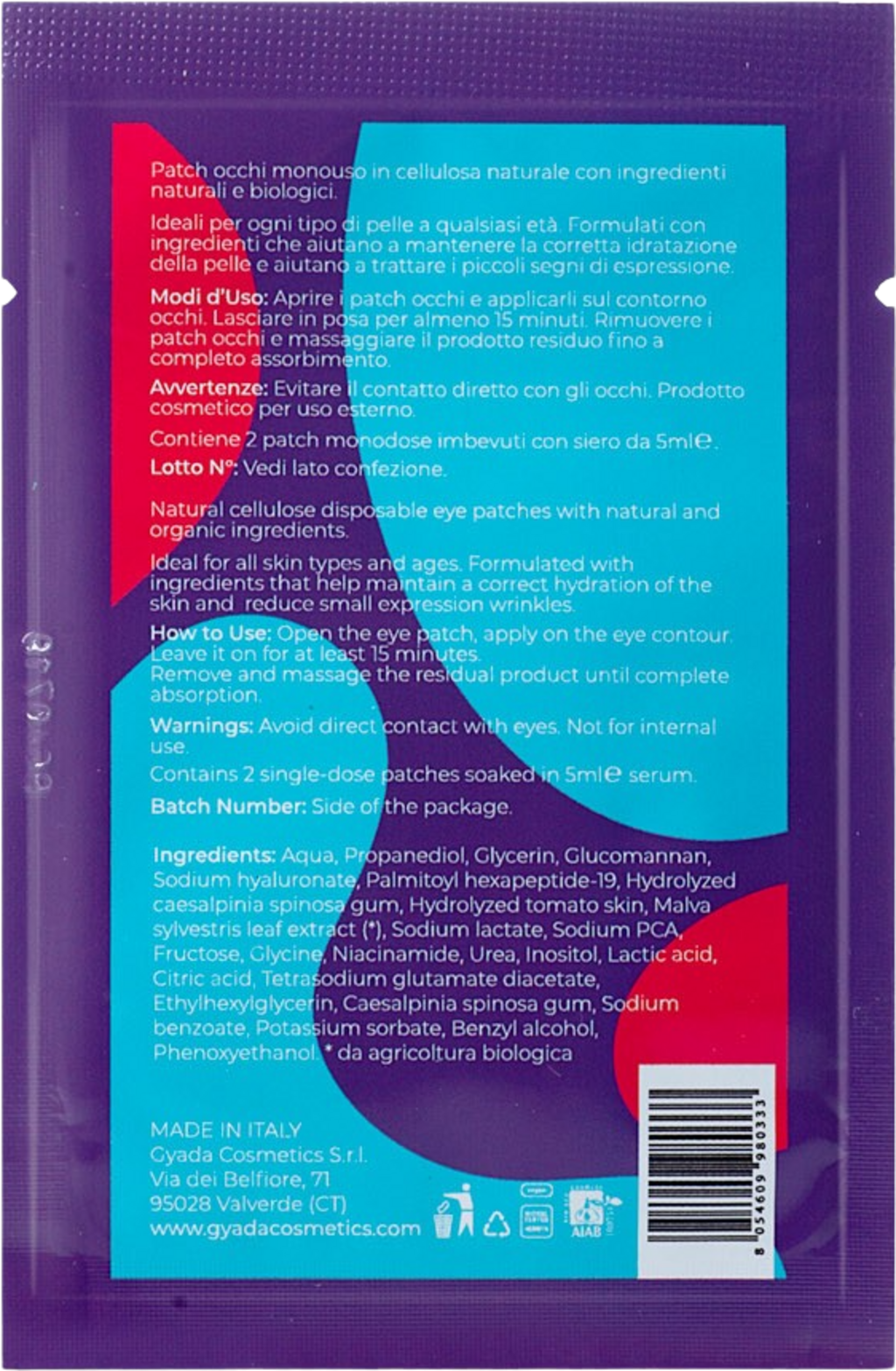 GYADA Cosmetics  Hydratisierende Tuchmaske für die Augen Nr.1, 5 ml
