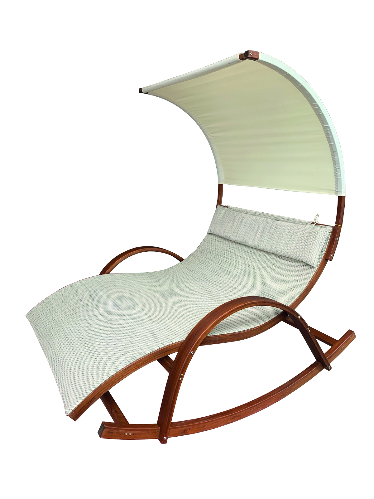 Liegeschaukel - teak-sand-weiß - gepolstertes Kopfkissen