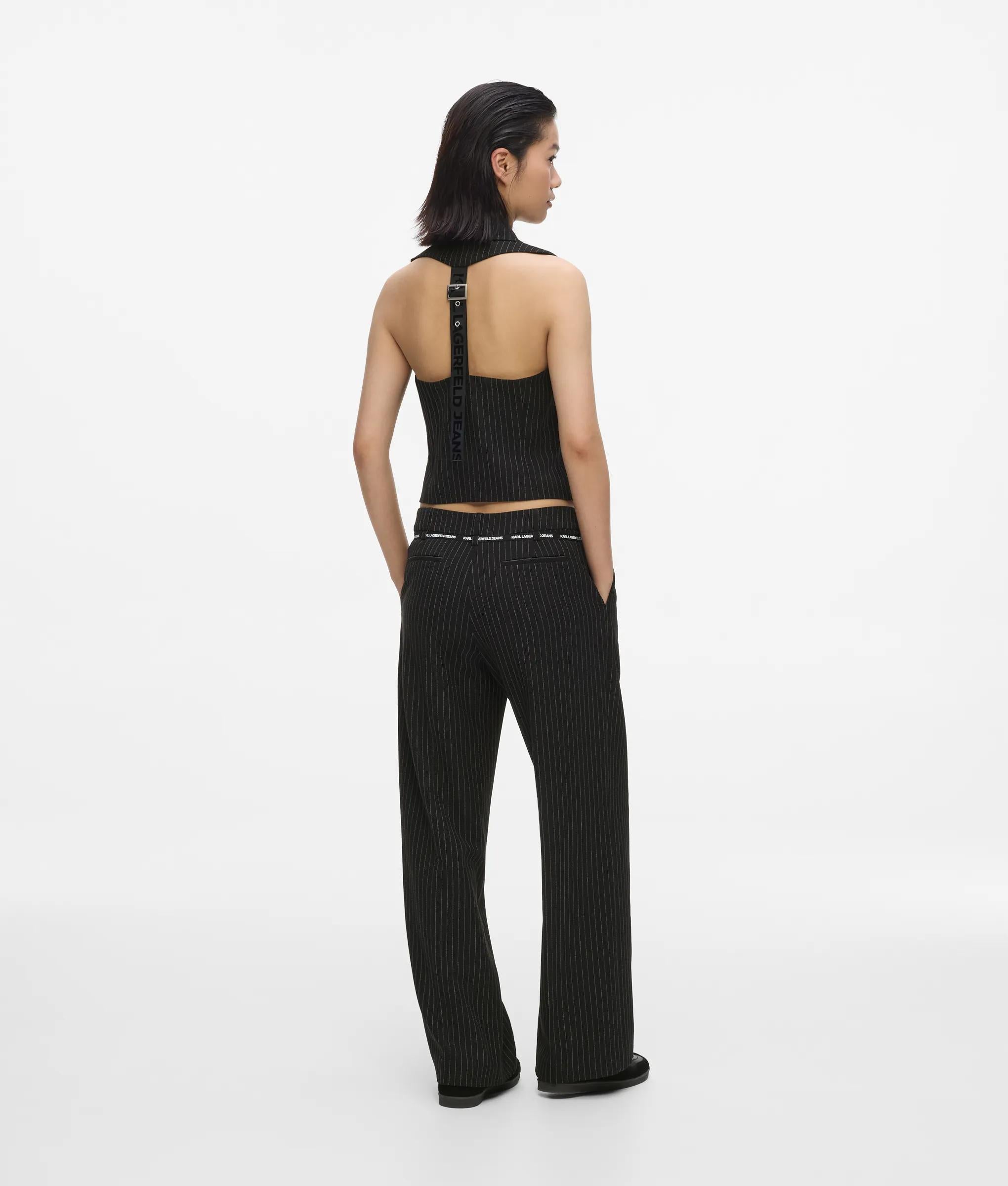 Krijtstreepbroek met halfhoge taille