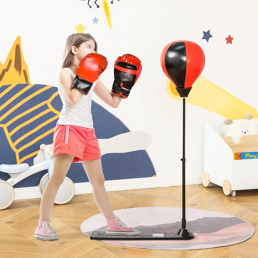 HOMCOM Aufblasbarer Punchingball mit Kinder-Boxhandschuhen bunt