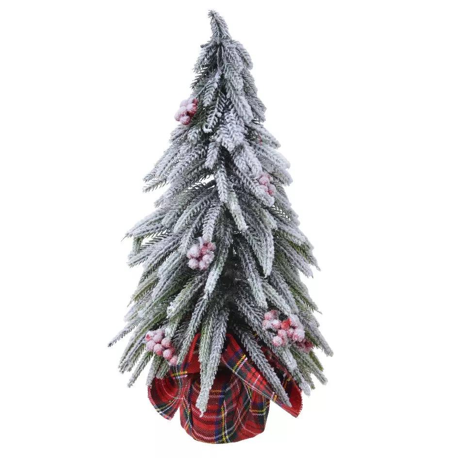Sapin artificiel de table (H20 cm) Baies et tartan écossais