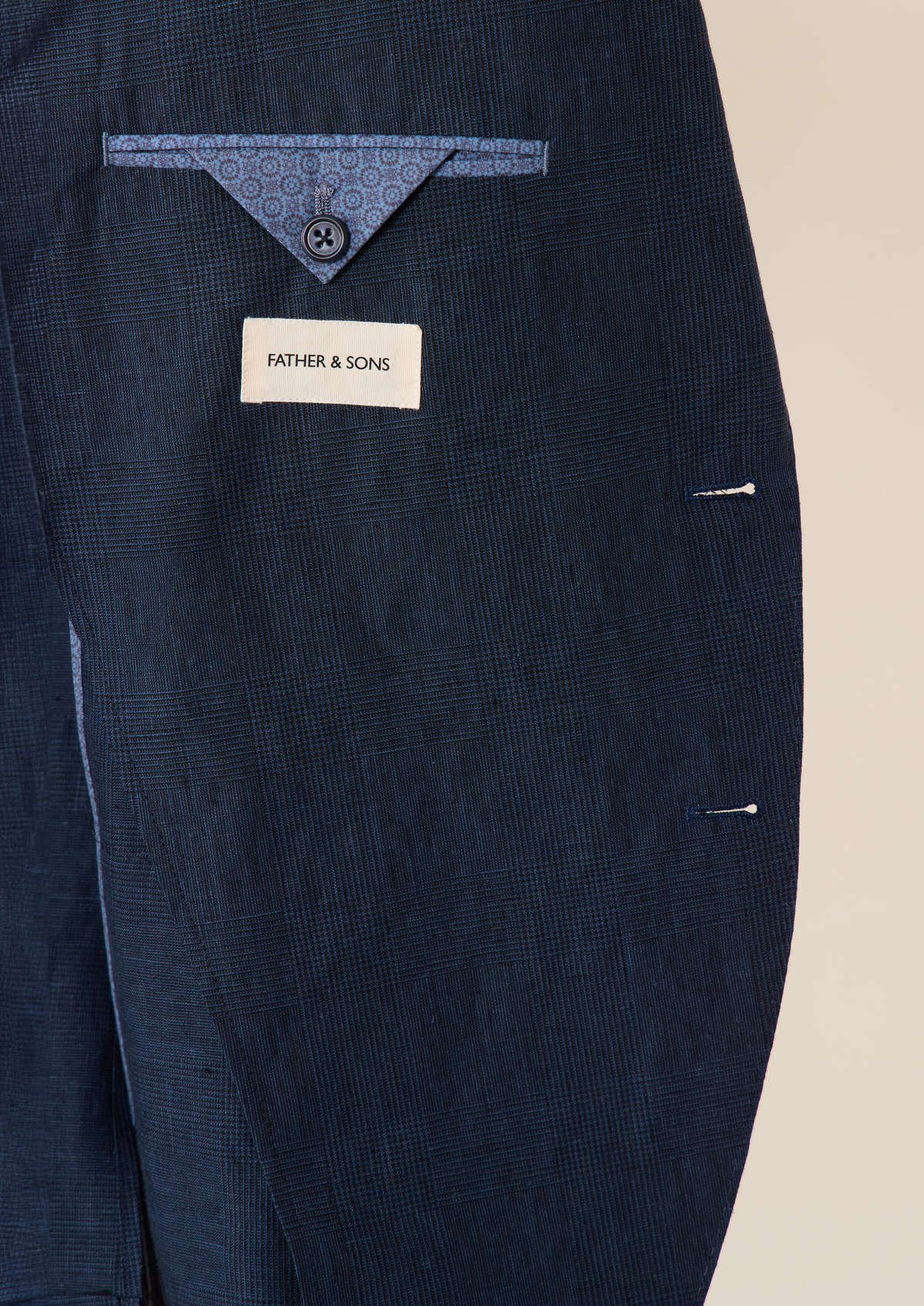 Veste coordonnable Regular en lin bleu marine Prince de Galles