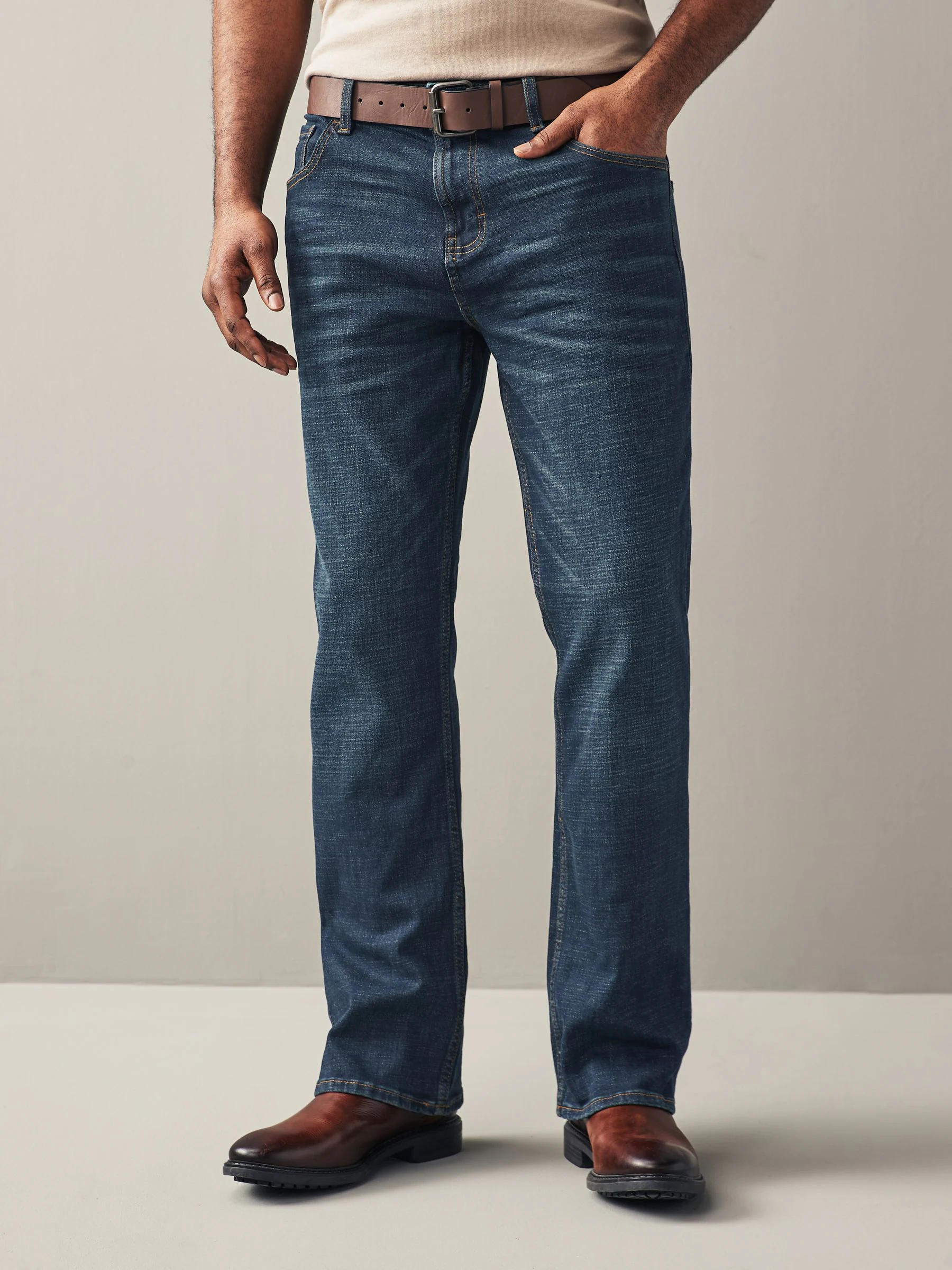 Blauwe wassing - Bootcut - Authentic jeans met riem