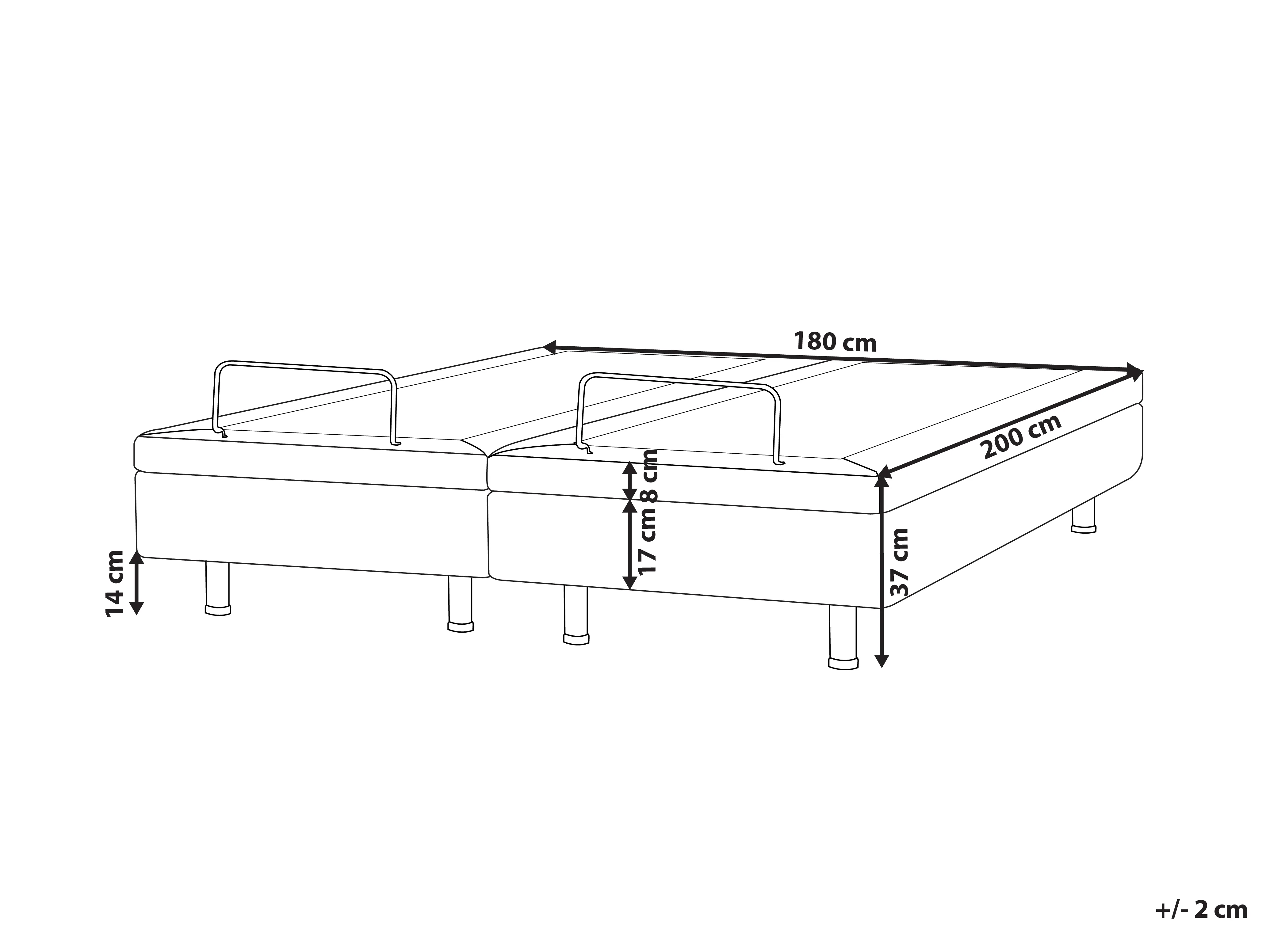 Verstelbaar bed zonder hoofdbord Stof DUKE 180 x 200 cm Beige