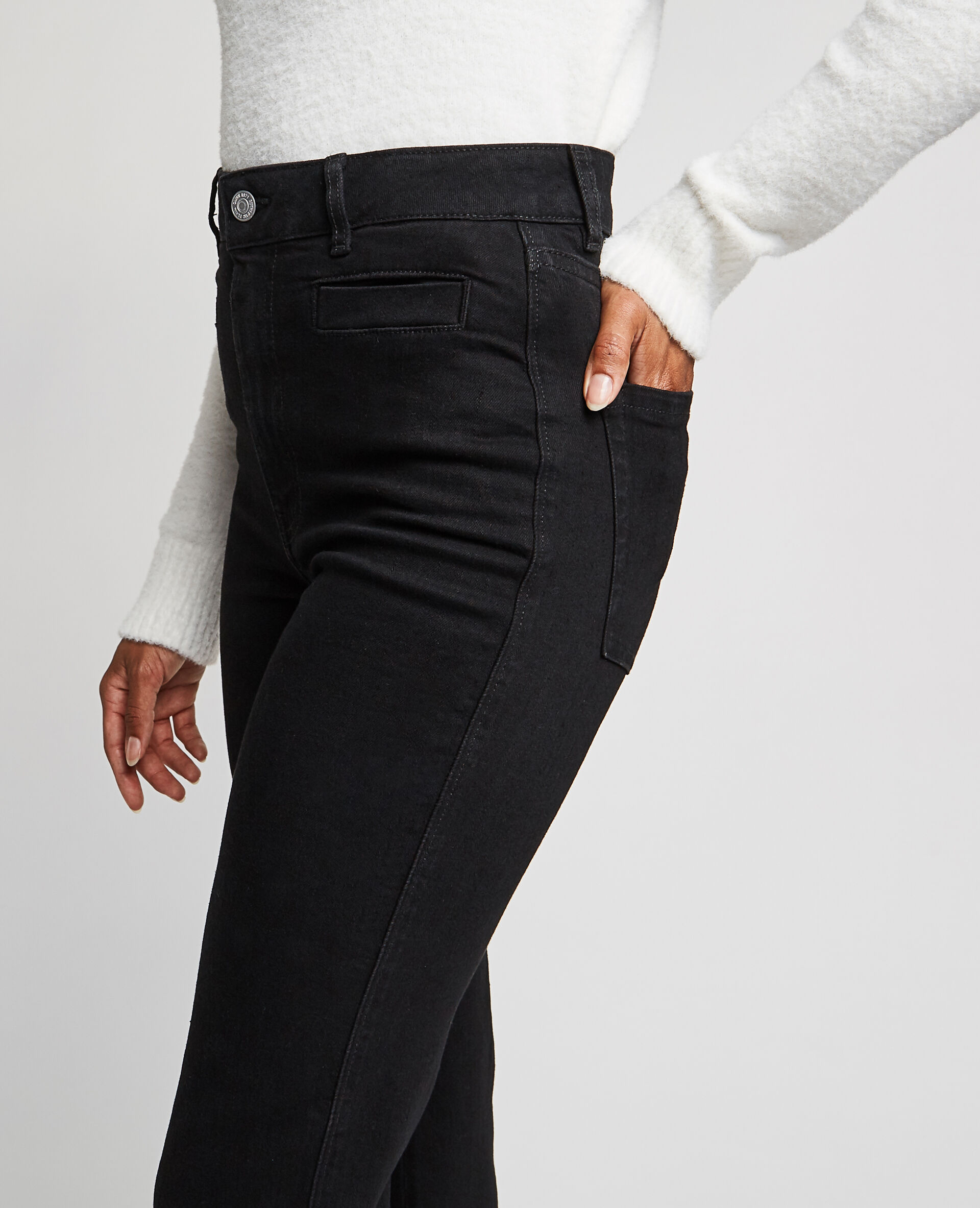 Jean flare avec fentes côtés - Noir