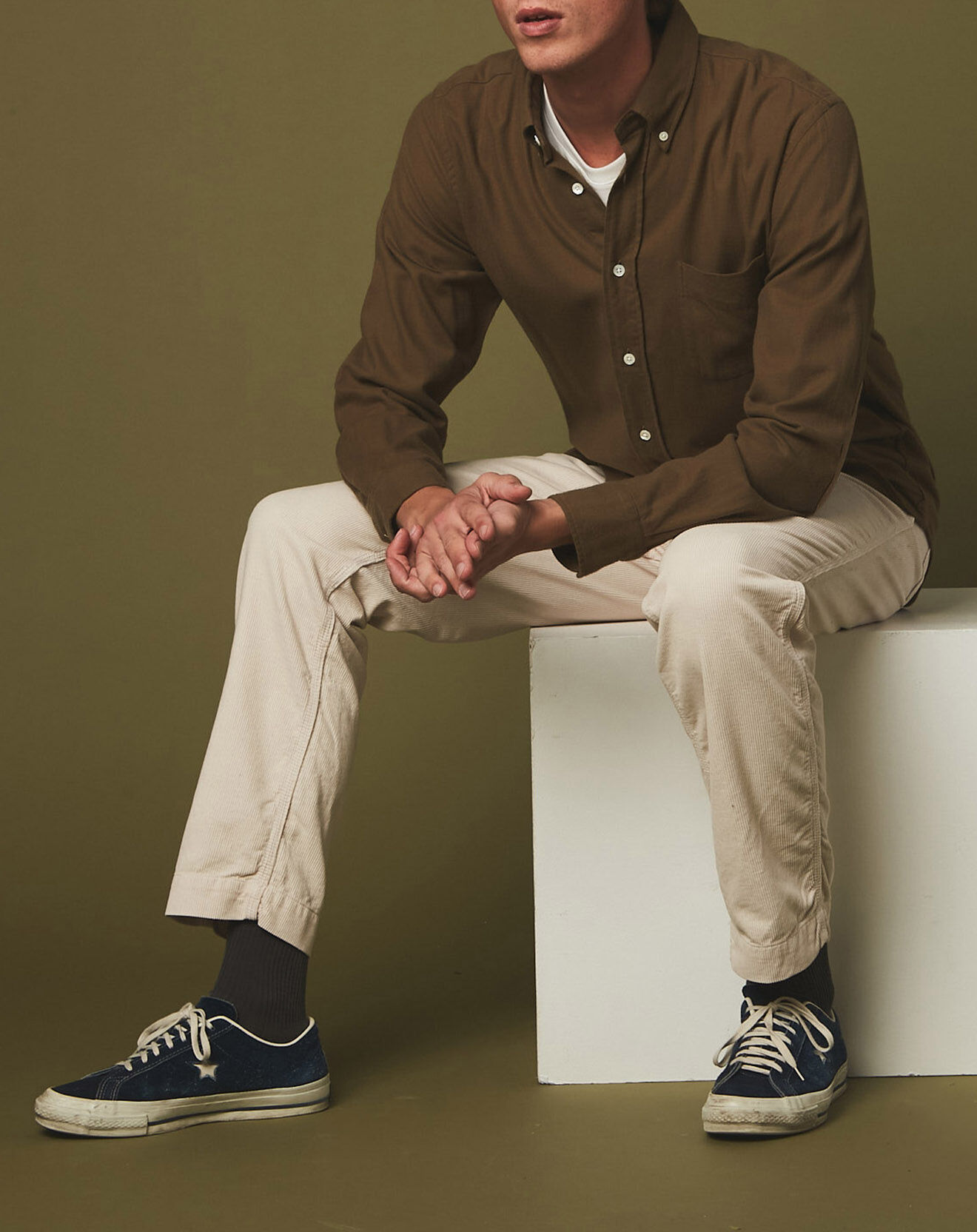 Hartford Chemise en Flanelle regular Pitt Elbow olive