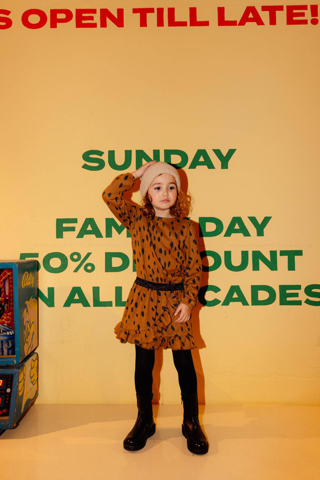 Quapi jurk ADIZE met all over print bruin/zwart