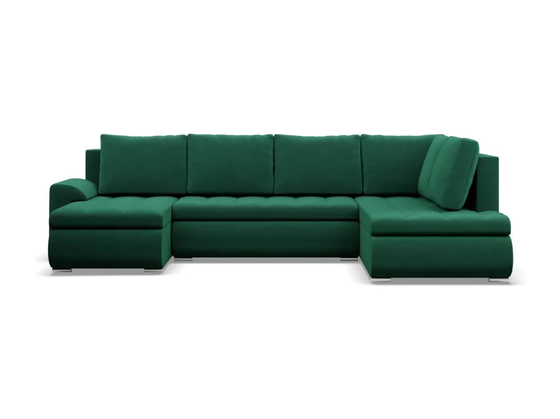 Canapé d'angle en U avec fonction sommeil, Ottoman, Bleu foncé