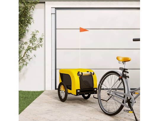 VIDAXL - Remorque de vélo pour chien jaune et noir tissu oxford et fe...