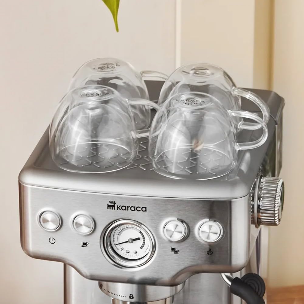 KARACA Coffee Art 1353 Machine à expresso 1350 W, pression 20 bar, réservoir d'eau de 1,8 L, chauffe-tasses, mousses à lait, expresso, cappuccino, lat