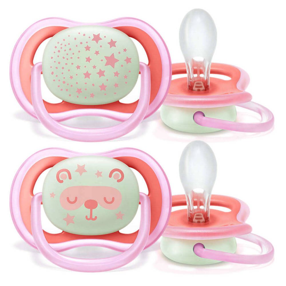 Avent Schnuller Ultra Air Night Mädchen 6-18 Monate (Farbe nicht wählbar)