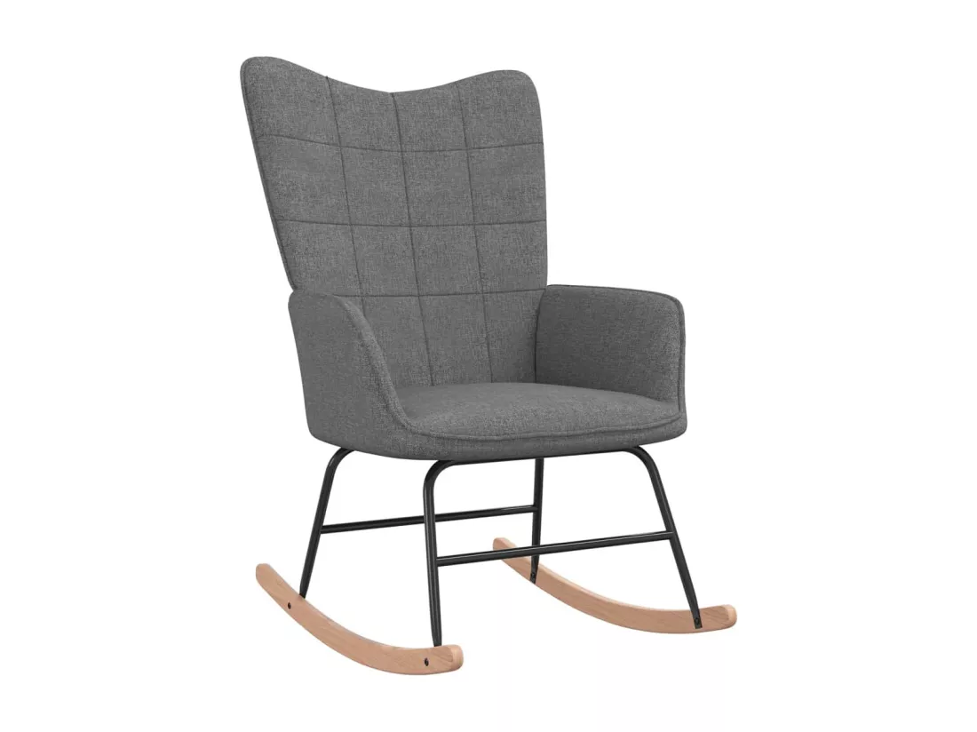 Chaise à bascule avec tabouret Gris foncé Tissu
